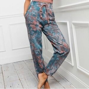 Daily Practice Floral Patterned Women's Joggers in Blue and Pink Anthro
